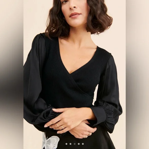 Anthropologie Twofer Faux Wrap Sweater - Picture 3 of 7